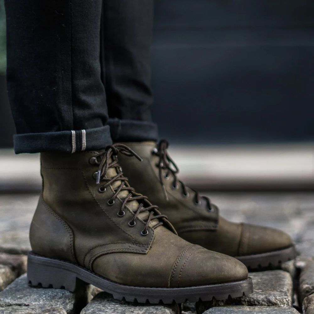 Thursday Boot Company Captain StormKing Dark Olive Leather Combat Boots Size 7.5 - Picture 2 of 13